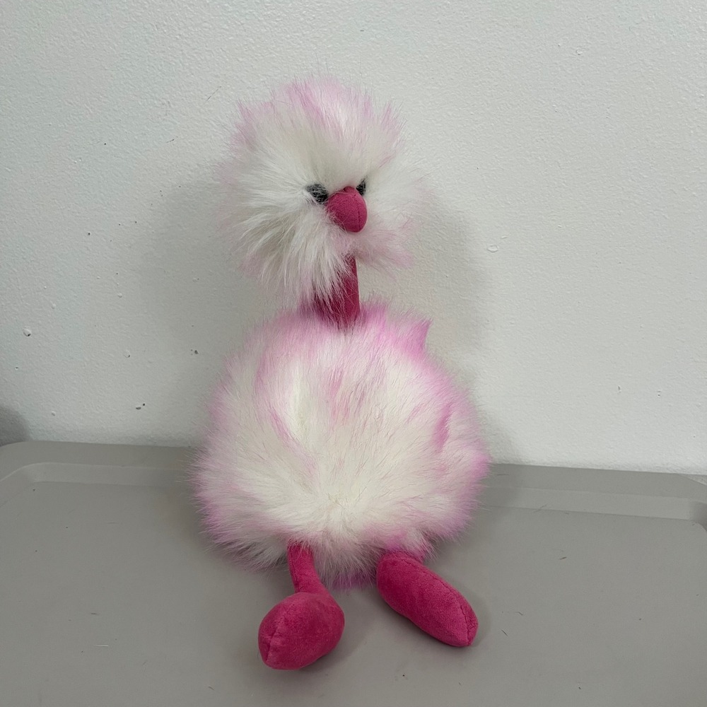 Jellycat Pom Pom Rasberry Ripple Ostrich Emu Plush Whimsical Stuffed Toy